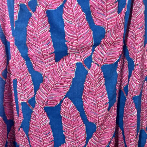 Vineyard Vines Palm Print Maxi Dress Sz 8 Blue Pink Strappy Tropical Boho Summer - Picture 10 of 14